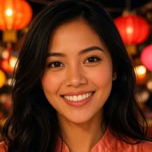 Woman smiling at a lantern night market